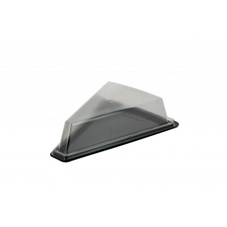 Boîte triangle fond noir avec couvercle transparent pour part de tarte x 720
