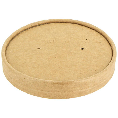 Couvercle carton kraft brun pour pot 3040008KR, 3040012KR, 3040016KR - par 500