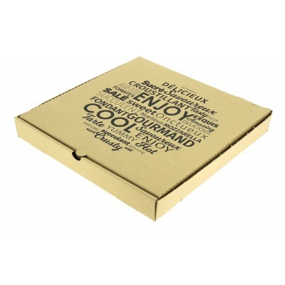 Boîte pizza 26 cm supérieur, kraft hauteur 4 cm.