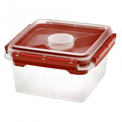 Boîte Bento PP 2,25L rouge réutilisable 2 compartiments + pot a sauce