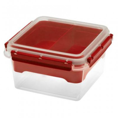 Boîte Bento PP 2,25L rouge réutilisable avec insert 2 compartiments