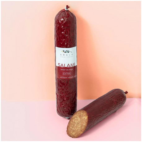 Saucisse de seitan style Salami extra fumée 250gr - AMALA