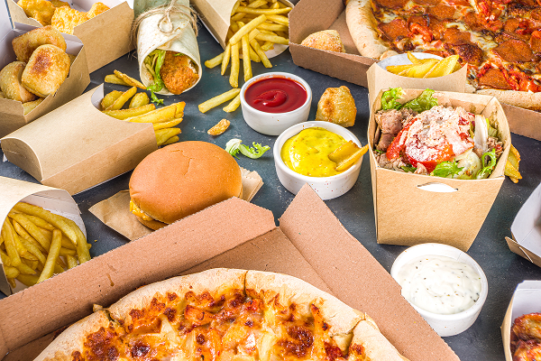 Boîtes à pizza, hamburger