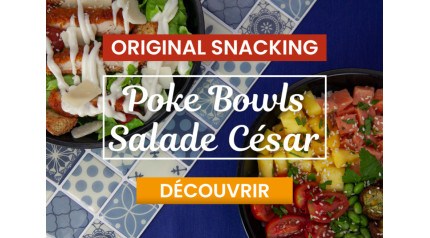Découvrez nos recettes de Salade César et de Poké Bowls