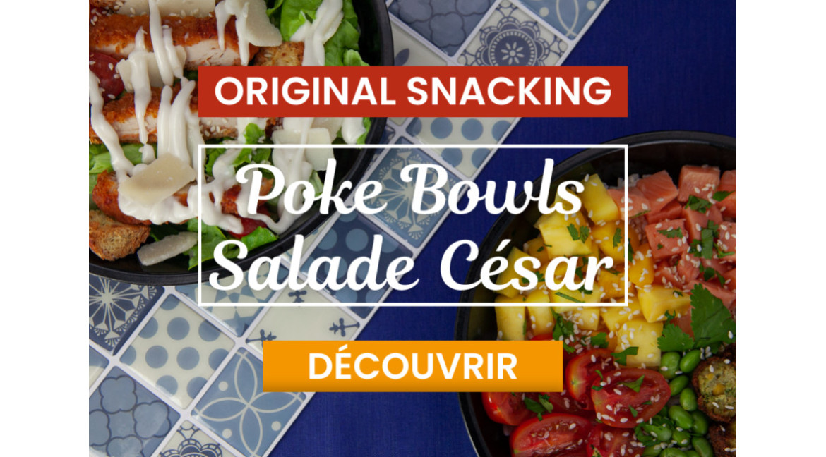 Découvrez nos recettes de Salade César et de Poké Bowls